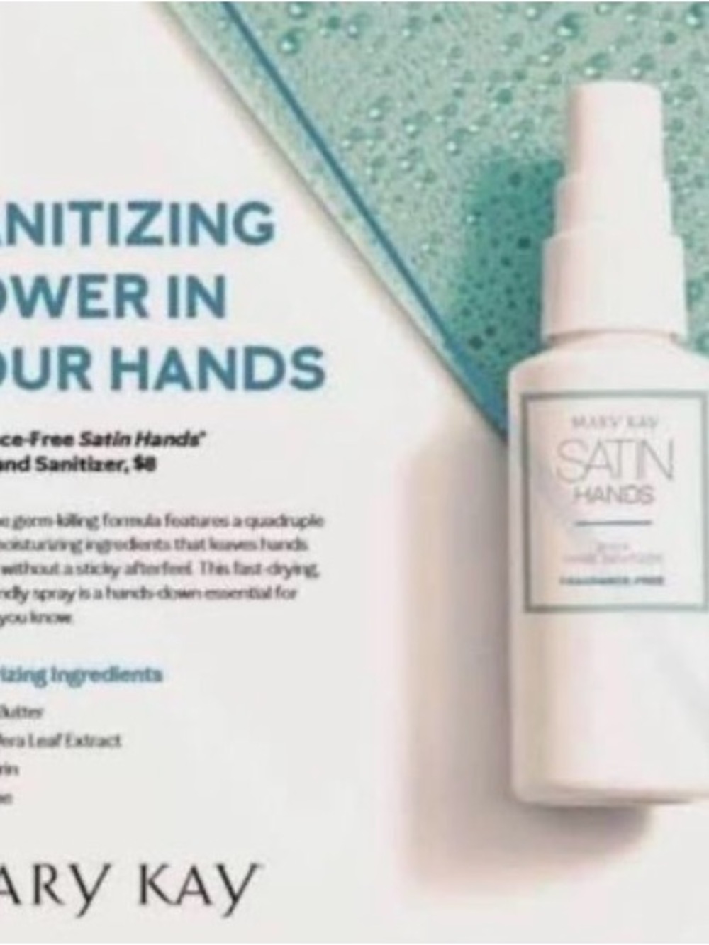 Mary Kay Satin Hands Fragrance-Free Shea Hand Sanitizer Spray
